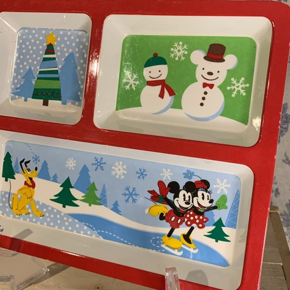 Disney Holiday Mickey & Minnie 3 Section Melamine Tray - Picture 2 of 4